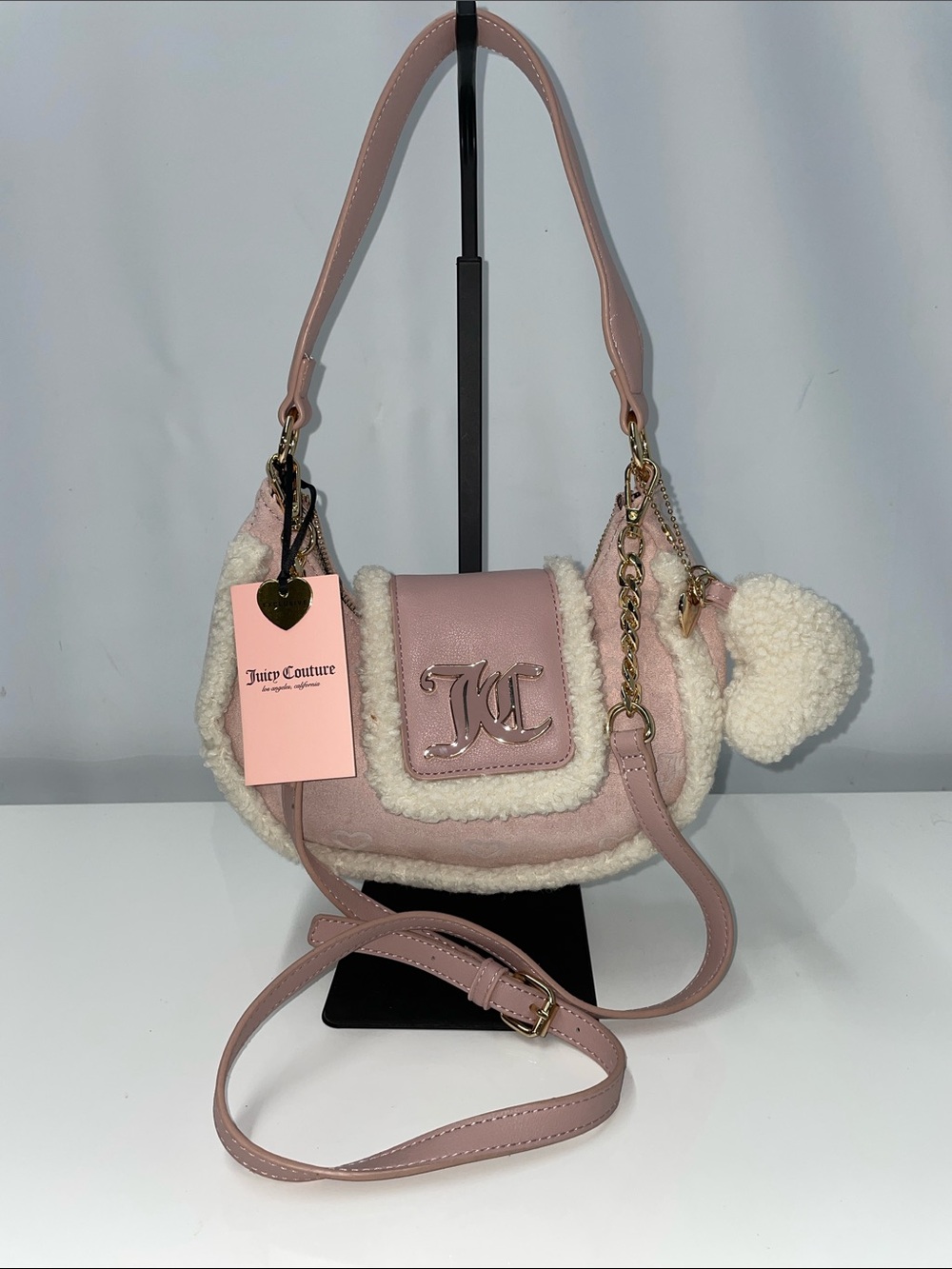 JUICY COUTURE DUSTY BLUSH CRYSTAL SNUGGLE HOBO BAG FTL-08-186